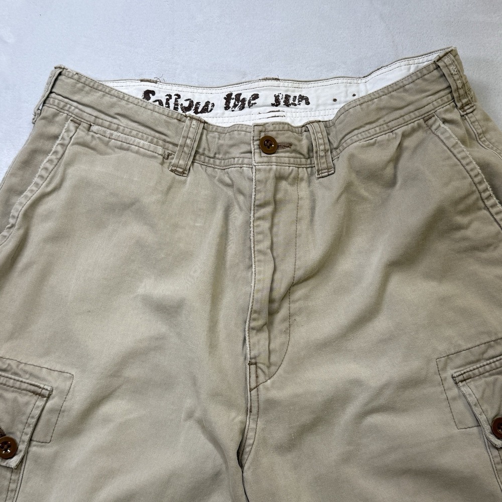 American Eagle‎ Men 38" Classic Cargo Short Khaki Tan Cotton Pockets Utility Y2K - Picture 4 of 11